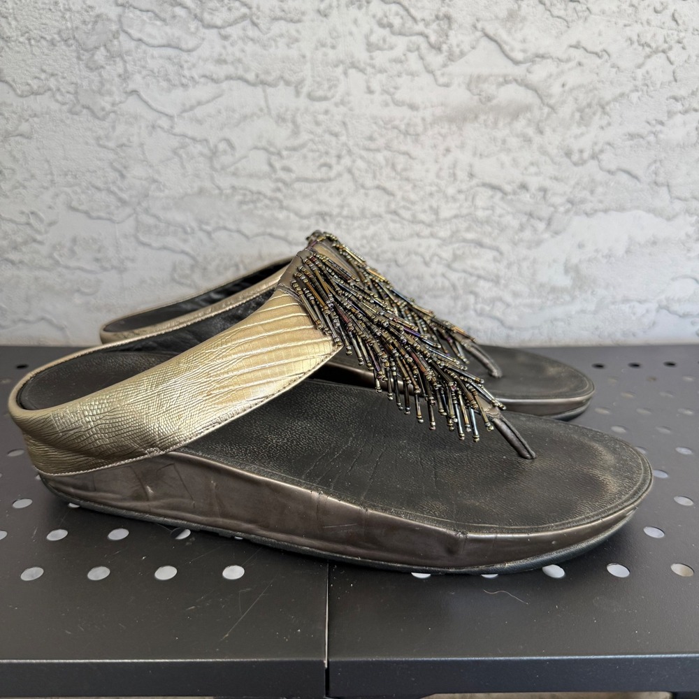 Fitflop Cha Cha Sandals Womens 10 US 42‎ EU Nimbus Silver Casual Resortwear